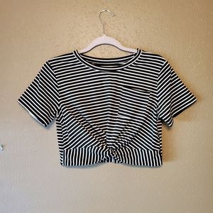 Black and white striped crop top